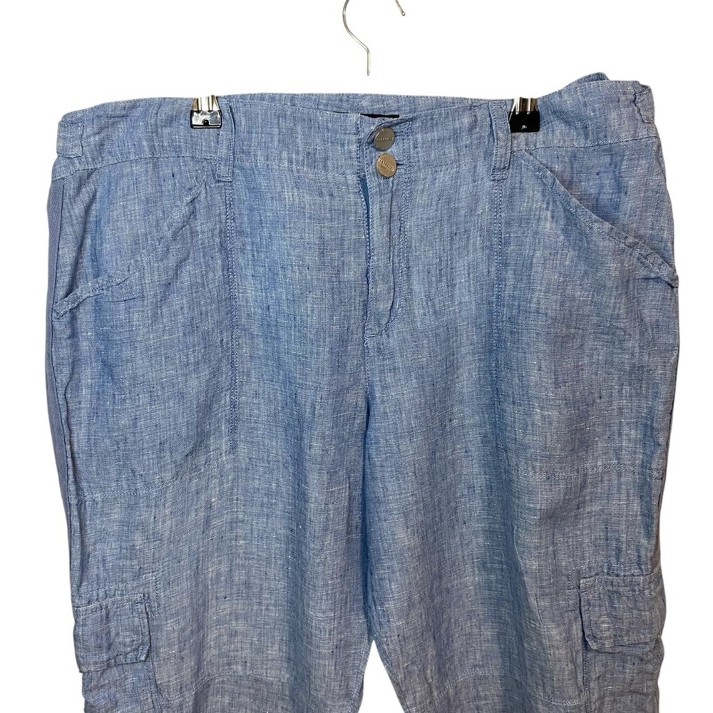 Anthrapologie - Sanctuary - Denim Blue Linen Cargo Crop Pant - 32 China - Picture 3 of 10